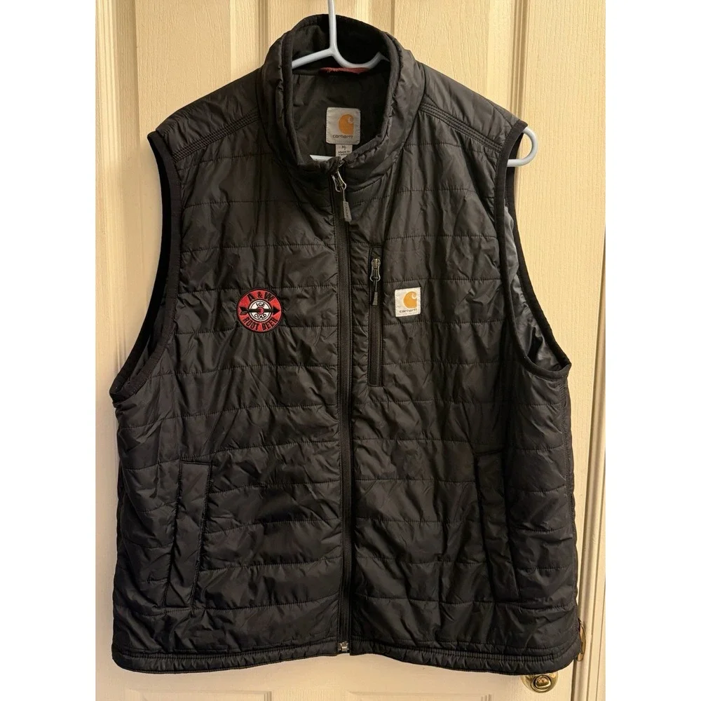 Carhartt Vest Mens XL Black Quilted Lightweight Insulated Puffer  A&W Root Beer